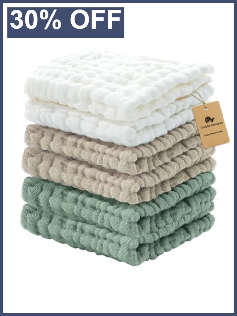 6 Pack Muslin Baby Washcloths 100% Cotton Soft Absorbent Burp Cloths Newborn
